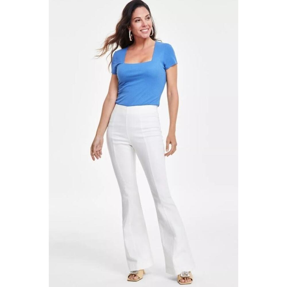 I.n.c. International Concepts Women's High-Rise Pull-on Flare White Size 8 $70